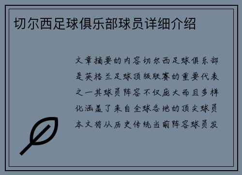切尔西足球俱乐部球员详细介绍