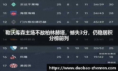 勒沃库森主场不敌柏林赫塔，憾失3分，仍稳居积分榜前列